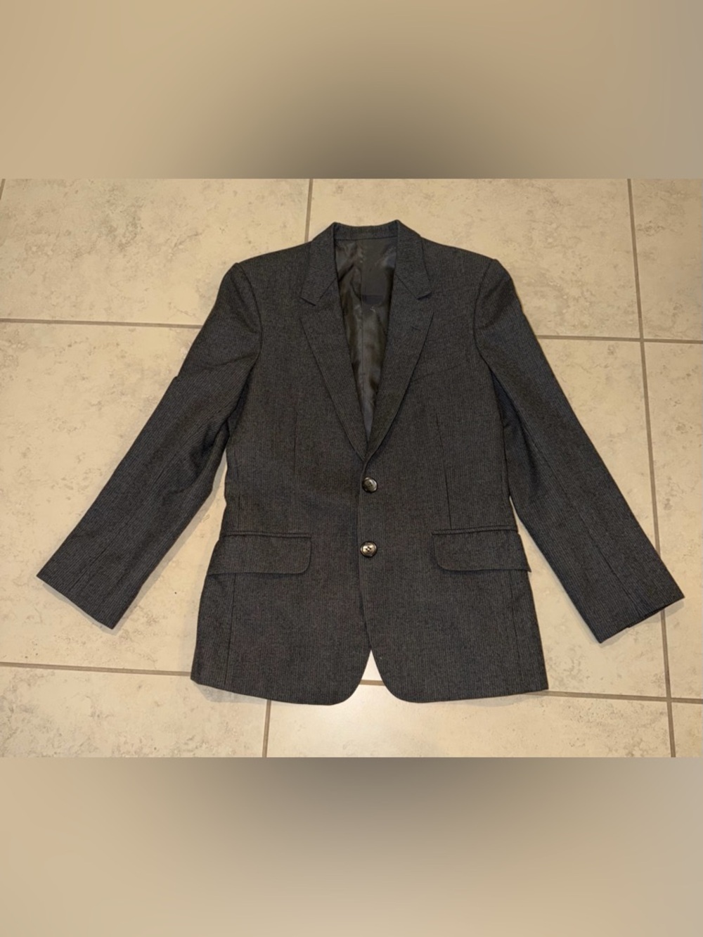 Society Brand Vintage Grey Pinstripe Two-Button Blazer - Professional / Classic